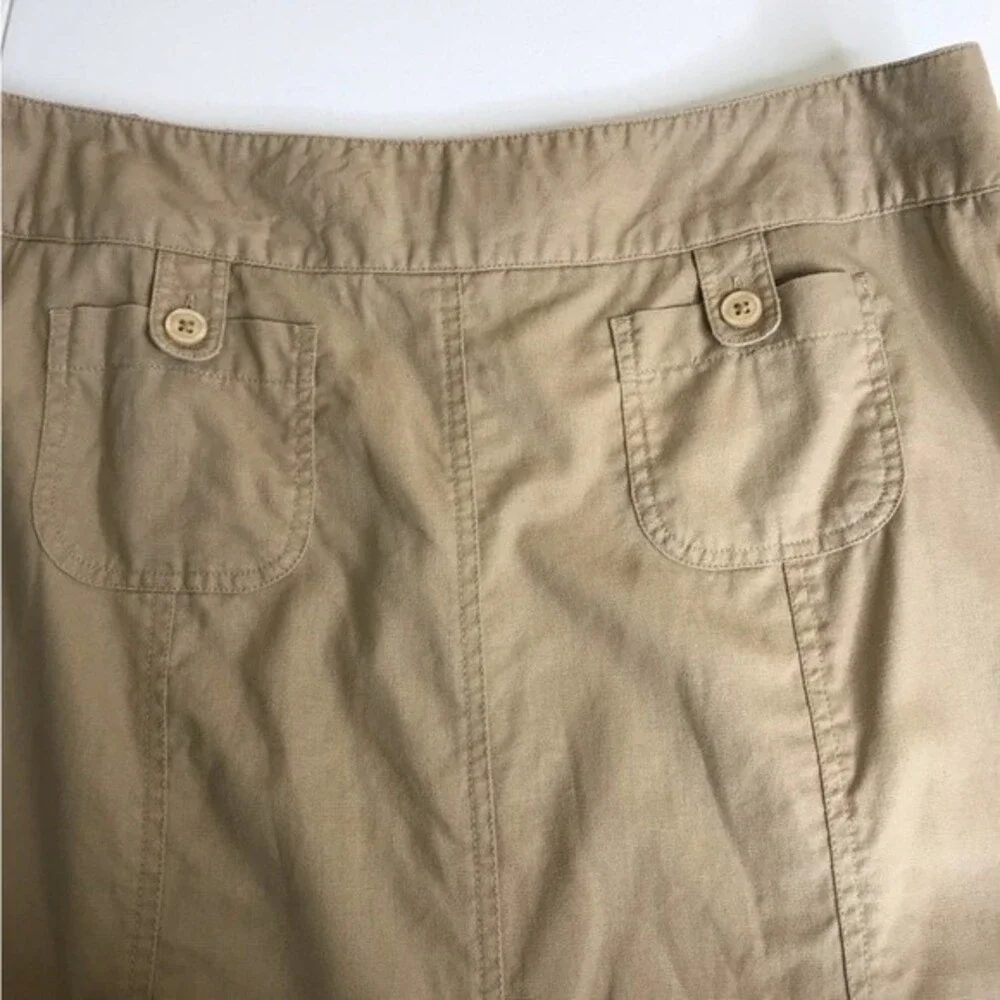 Cato Linen Blend Tan Gored Panel A Line Midi Skirt Womens Size 14 Lagenlook Boho
